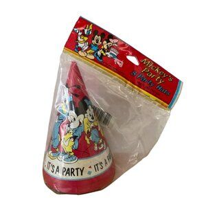 Vintage Beach Disney Mickey and Friends Birthday Party Hats Set of 8 New 1980s